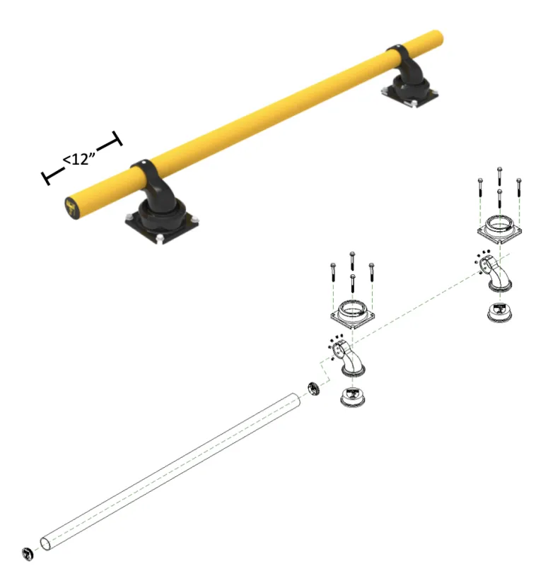 Dessin technique de l'assemblage de la protection du bâti bas SlowStop type 2
