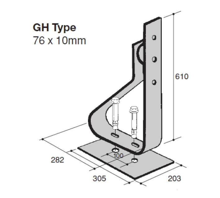 Verende stootbuffer Type GH1 technische tekening geschikt voor de bescherming van infrastructuur tegen aanrijding